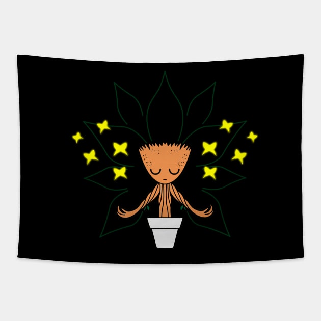 Superhero Cute Adorable Alien Doing Yoga Meditation Tapestry by BoggsNicolas