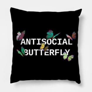 ANTISOCIAL BUTTERFLY Rainbow White Pillow