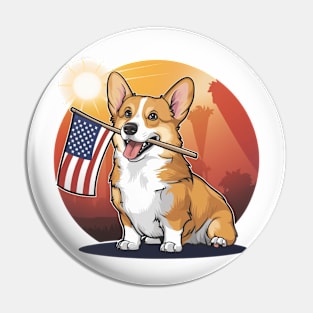 Flag Waving Corgi Pin