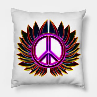 glowing peace sign flower Pillow