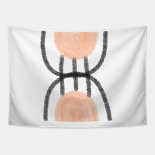 pink peach black line abstract design Tapestry