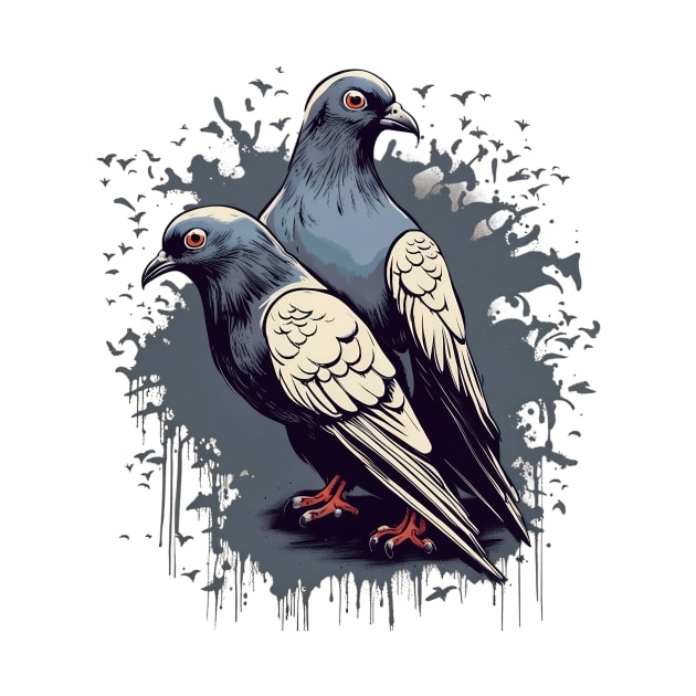 Urban Shadows -  Grunge Pigeon Swarm by trubble