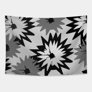 Black and White Flowers Tapestry