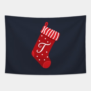 Christmas Stocking with Letter T Tapestry