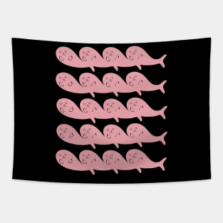 Kawaii Cute Seal Colony, Pink Seals Tapestry