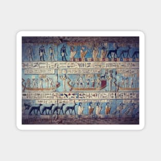 Egyptian goddess and gods, hieroglyphics, ancient relief Magnet