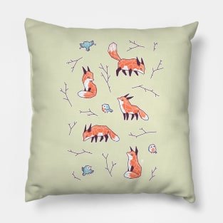 Fox and Bird Pattern Pillow