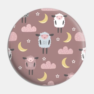 Sweet sleeping sheep pattern pastel light pink Pin