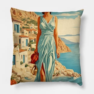 Artemida Greece Vintage Tourism Travel Pillow