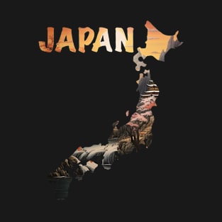 Japan Map Double Exposure Middle Ages Japan T-Shirt