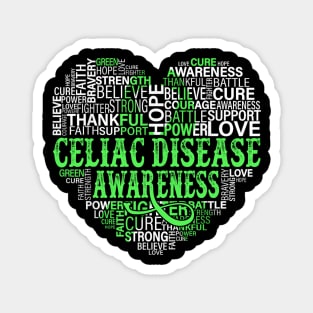 Celiac Disease Green Ribbon Awareness Support Magnet