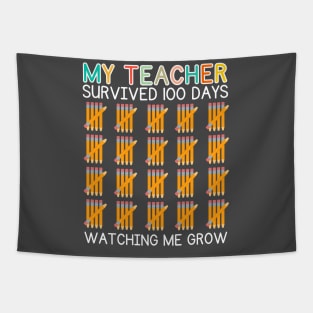 My Teacher Survived 100 Days Of Me Funny School Teacher Kids Tapestry