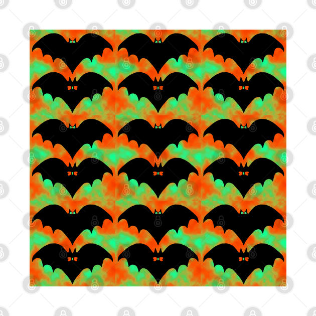 Bats And Bows Orange Green by BlakCircleGirl