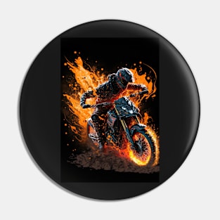 Dirt Bike With Flames Pin