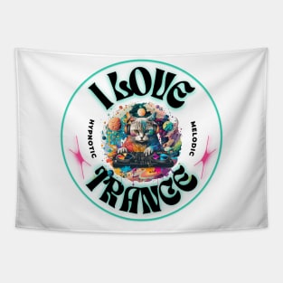 Trance - I Love Trance Cat (black/pink) Tapestry