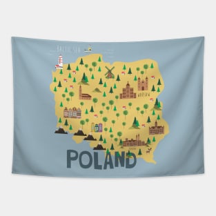 Poland Illustrated Map Tapestry