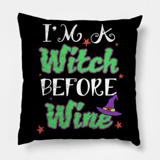 A Witch Before Wine Halloween Pillow