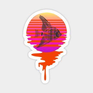 Retro Angel Fish On A 80's Sun Background Magnet