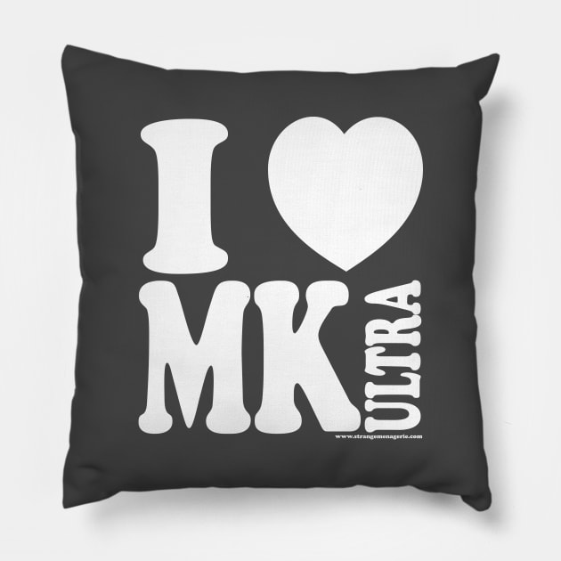 I <3 MK Ultra (White) Pillow by strangemenagerie