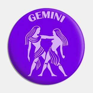 Gemini Astrology Zodiac Sign - Gemini the Twins Birthday Or Christmas Gift - Purple Pin