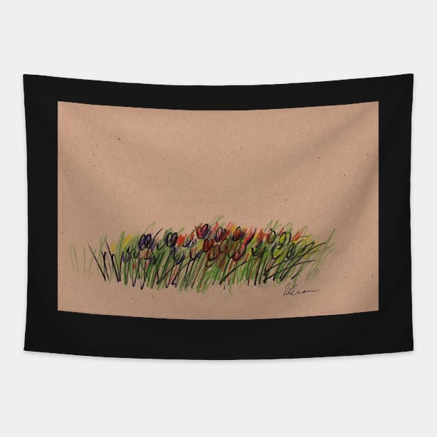 Tulips - original drawing Tapestry by tranquilwaters