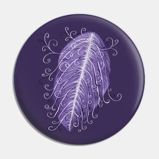 Violet Swirly Leaf Digital Art Pin