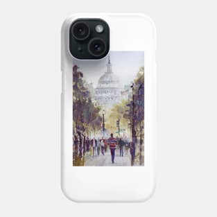 USA Capital Washington DC America Watercolor Cityscape Perfect for Office Phone Case