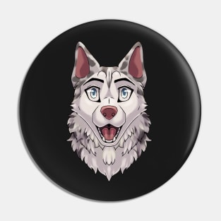 Shocked Surprised Expression Blue Merle Husky Dog Pin