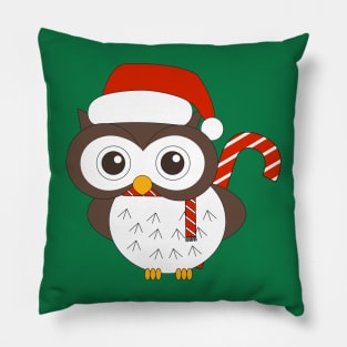 Christmas Mr. Owl Candy Cane Digital Art | Christmas Special | illusima Pillow