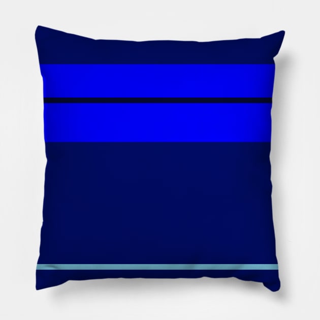 A supreme joint of Sky Blue, Blue, Darkblue and Dark Navy stripes. Pillow by Sociable Stripes