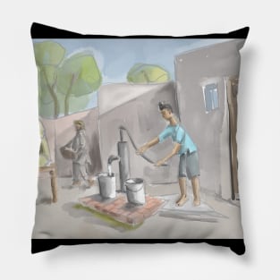 Punjabi village home Pillow