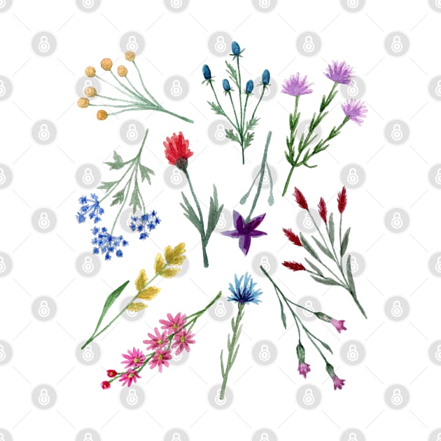 Watercolor Wildflowers Pattern by Whimsical Frank