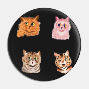 Louis Wain style cat stickers Pin