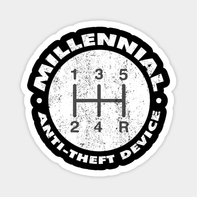 Millennial Antitheft Device Manual Shift Funny Magnet by Olegpavlovmmo