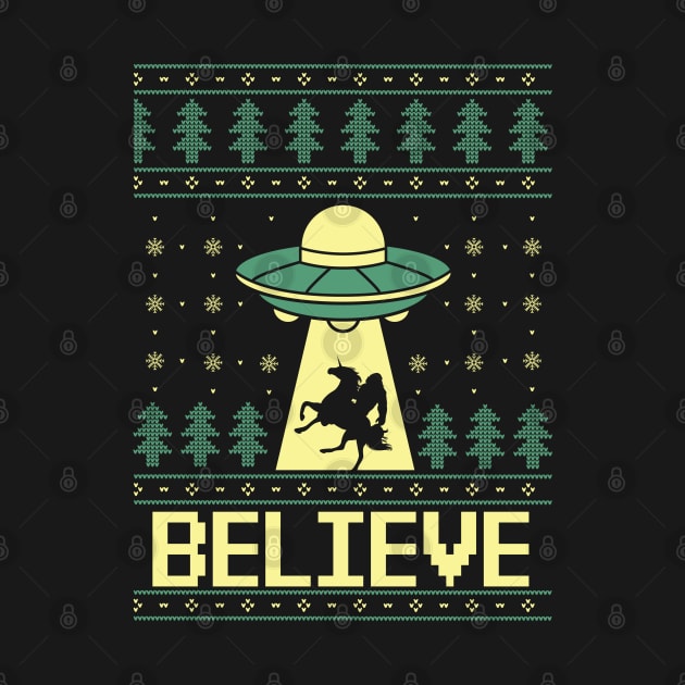 Believe Bigfoot UFO Unicorn Ugly Christmas Sweater Xmas by HCMGift