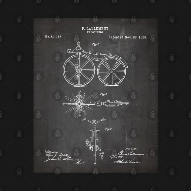 Bicycle Patent - Cycling Cyclist Bike Riding Fan Art - Black Chalkboard by patentpress