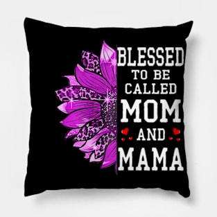 Womens Blessed To Be Called Mom And Mama Mothers Day Sunflower Pillow