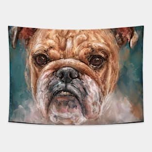 Painting of a Bulldog with Angry Face Tapestry