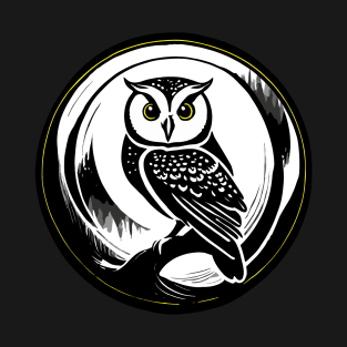 Owl Moon Nature Circle Art T-Shirt
