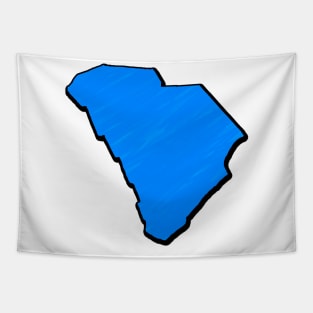 Bright Blue South Carolina Outline Tapestry