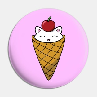 Cute cat in ice cream cone Pin