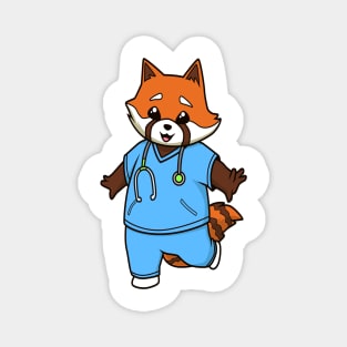 Comic red panda nurse Magnet