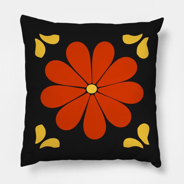 Talavera Red Daisy Pillow by jgeiger714