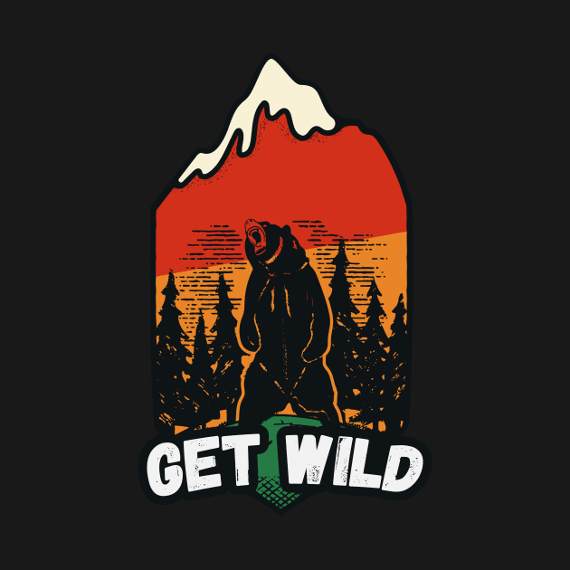 Get Wild // Retro Grizzly Bear Badge by SLAG_Creative