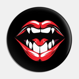 Vampire lips and fangs halloween design Pin