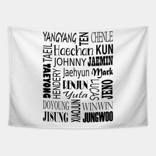 NCT NAMES COLLAGE BLACK Tapestry