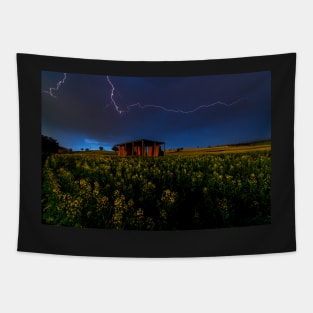 Lightning over the canola field Tapestry