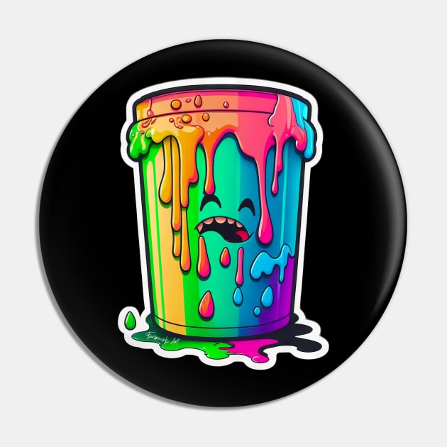 Colorful Slime Trash Can Sticker #5 Pin by Farbrausch Art