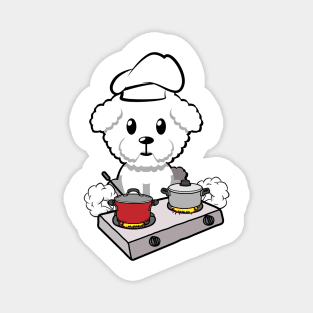 Cute furry dog is cooking Magnet