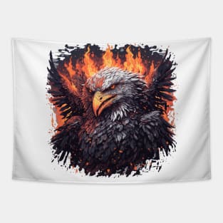 EVIL AND APOCALYPTIC EAGLE WITH FIRE AROUND Tapestry